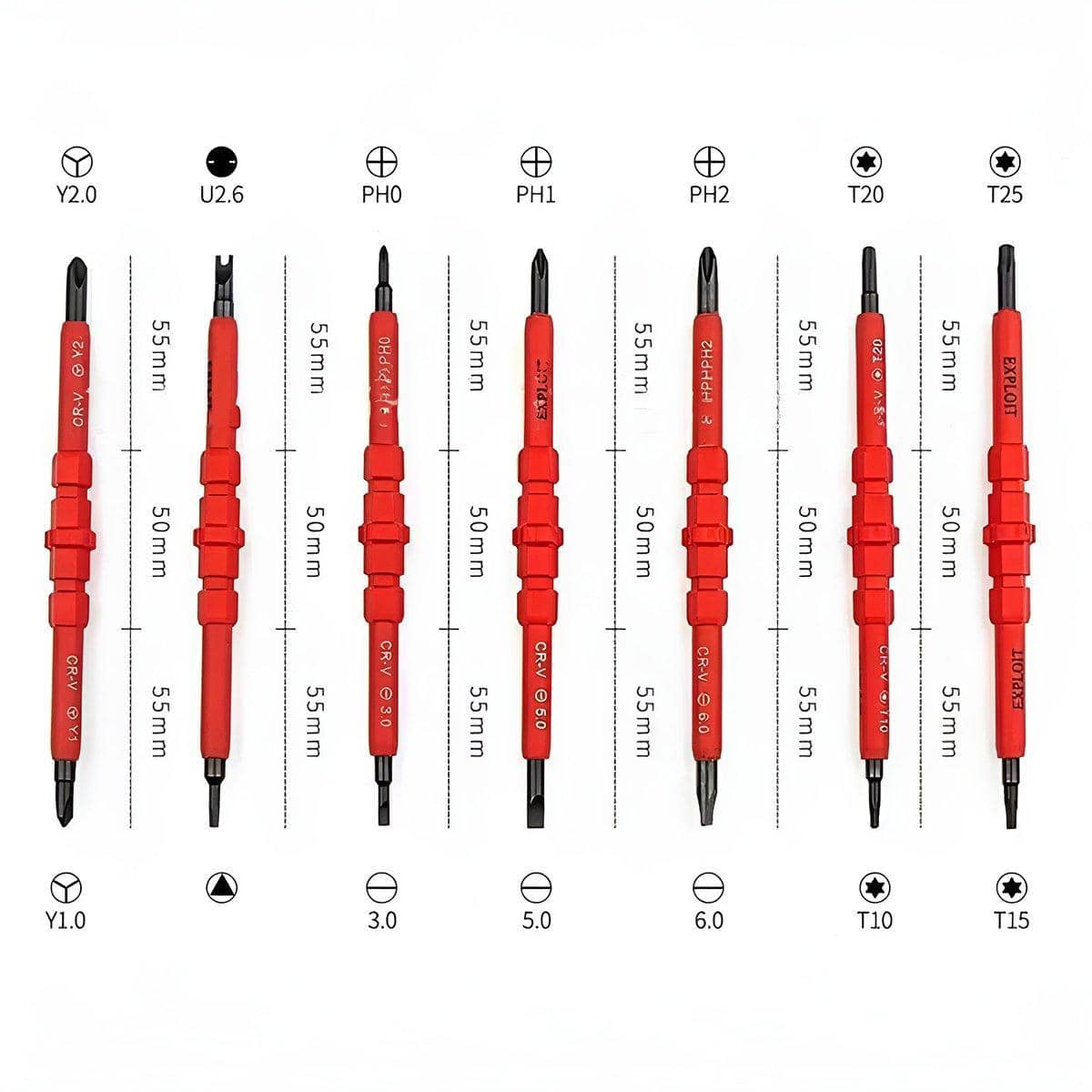 Insulated Screwdriver Set, Pack of 7 with Handle and Interchangeable Tips for Electrical Maintenance - view 4