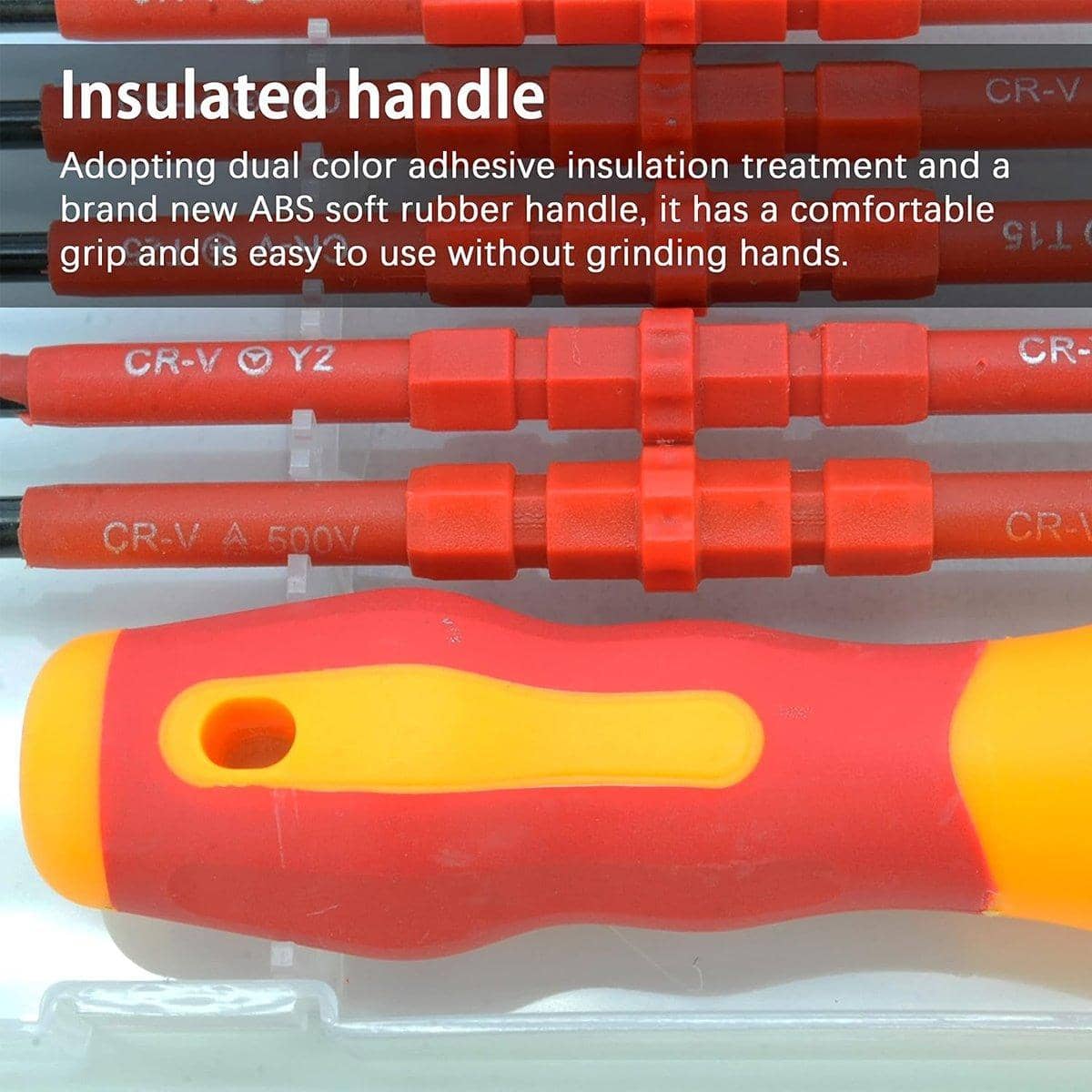Insulated Screwdriver Set, Pack of 7 with Handle and Interchangeable Tips for Electrical Maintenance - view 5