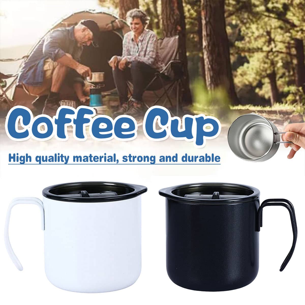 Insulated Stainless Steel Coffee Mug with Lid, 320 ml - White - view 2