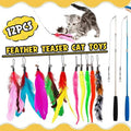 Interactive Cat Feather Teaser Wand Toy Set for Kittens and Cats, Pack of 12