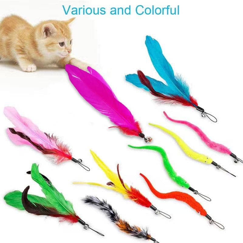 Interactive Cat Feather Teaser Wand Toy Set for Kittens and Cats, Pack of 12 - view 3