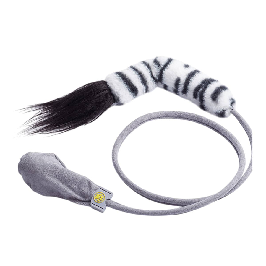 Interactive Cat Toy with Catnip and Bell - Black and White Striped Horse Tail