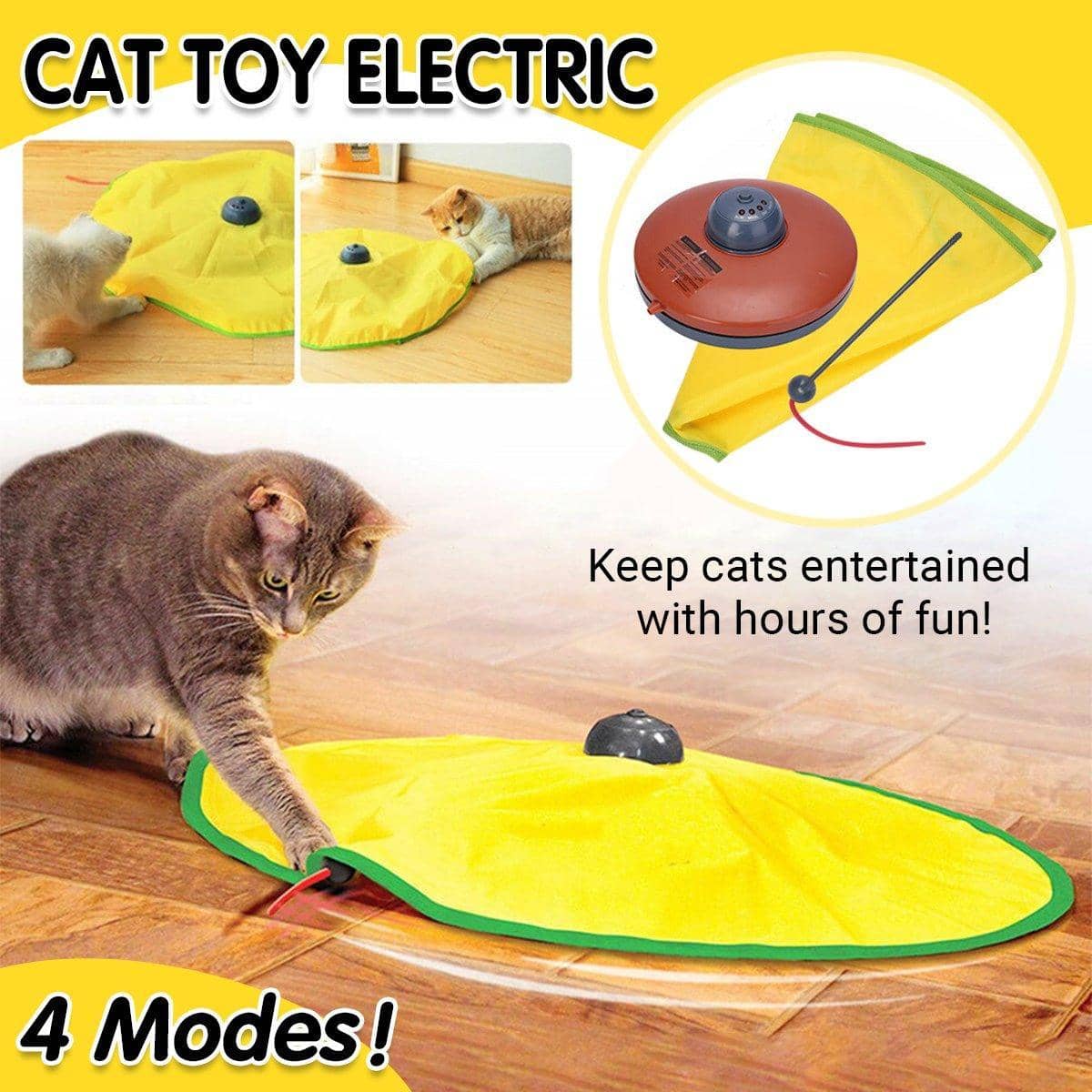 Interactive Cat Toy with Rotating Wand and Nylon Cover, 4 Speed Modes
