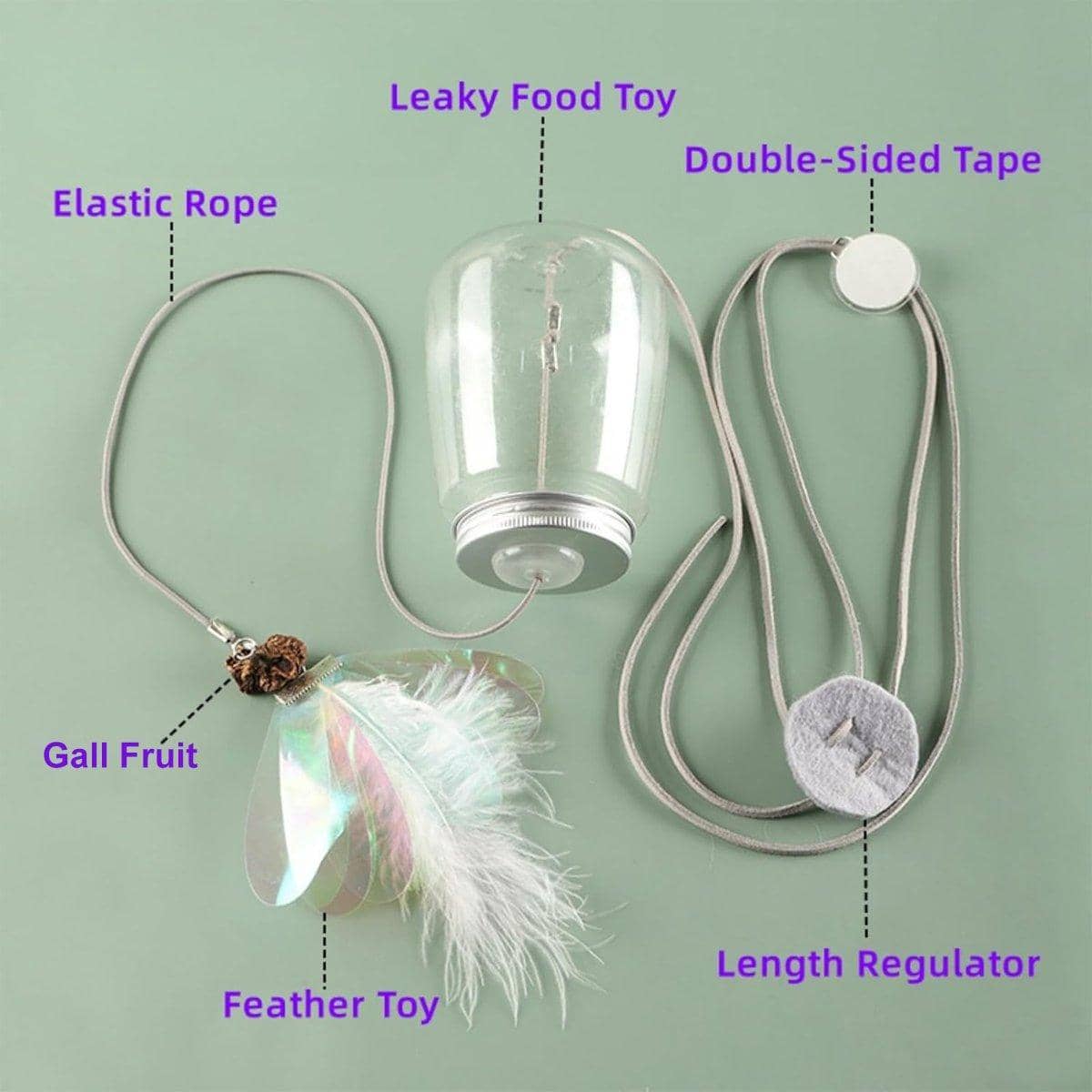 Interactive Cat Treat Dispenser Toy with Feathers - Pink - view 5
