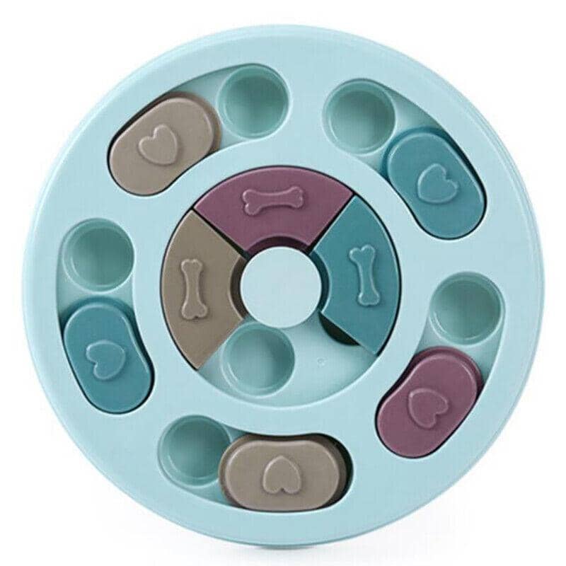 Interactive Dog Treat Dispenser Puzzle Toy, 24 cm Diameter - Blue