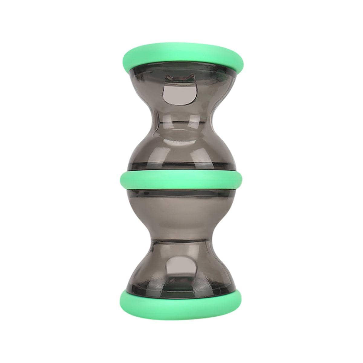 Interactive Dog Treat Dispenser Toy Dumbbell Roller - Green, Small (11 x 5.5 cm)