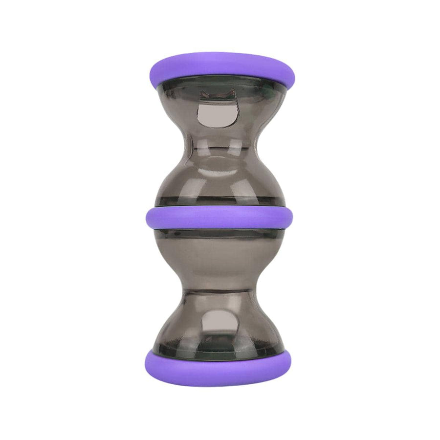 Interactive Dog Treat Dispenser Toy Dumbbell Roller - Purple, Small (11 x 5.5 cm)