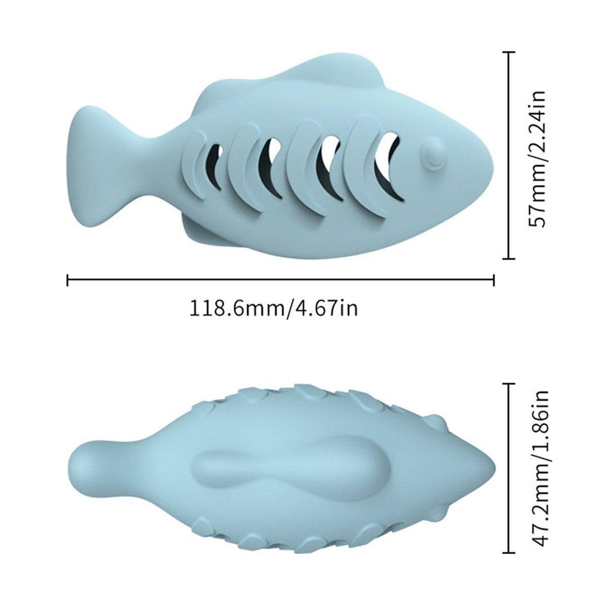 Interactive Fish Cat Toy with Snack Dispenser, Silicone - Blue - view 4