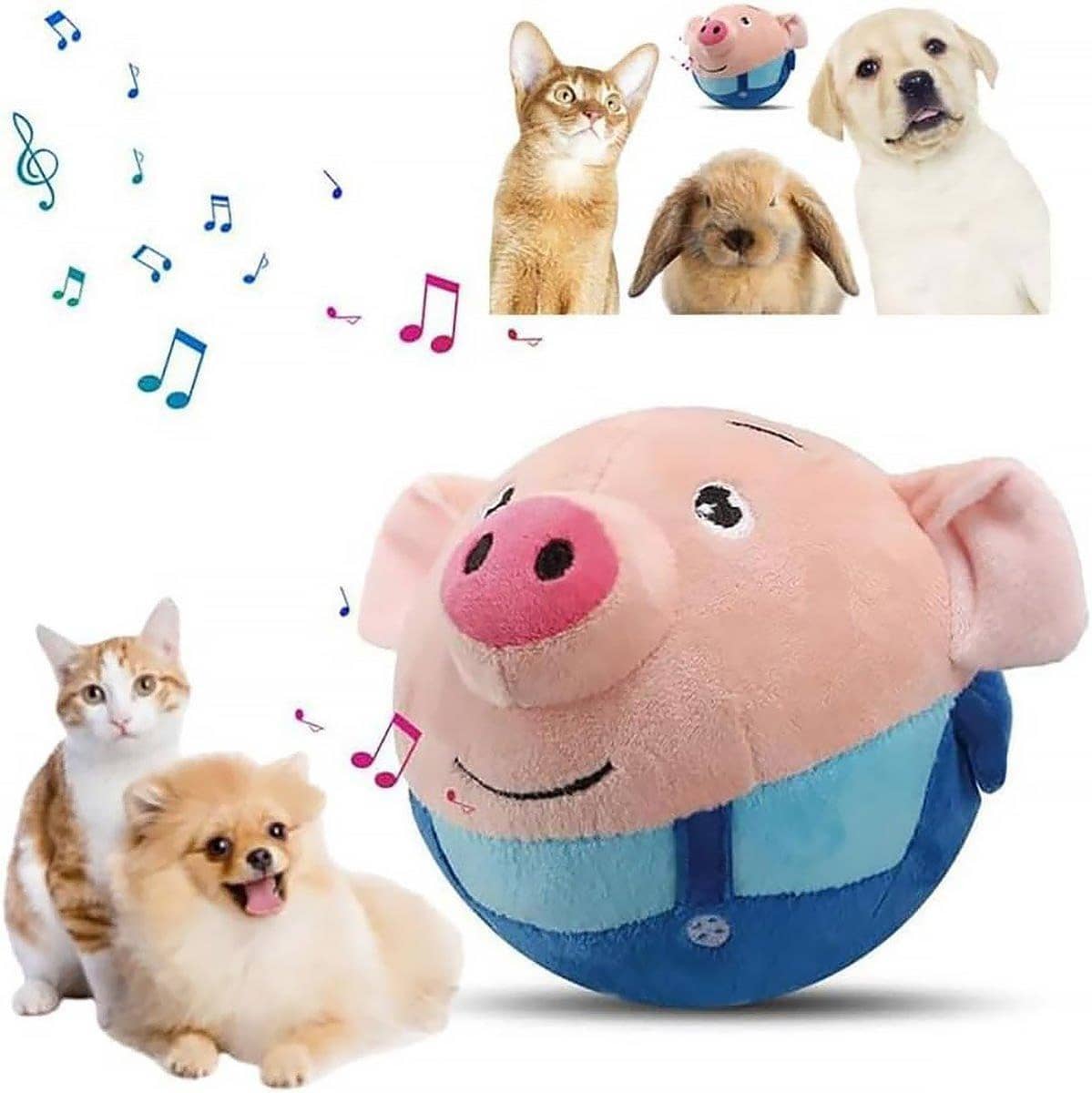 Interactive Jumping Pig Plush Toy for Dogs and Cats - Blue - view 5