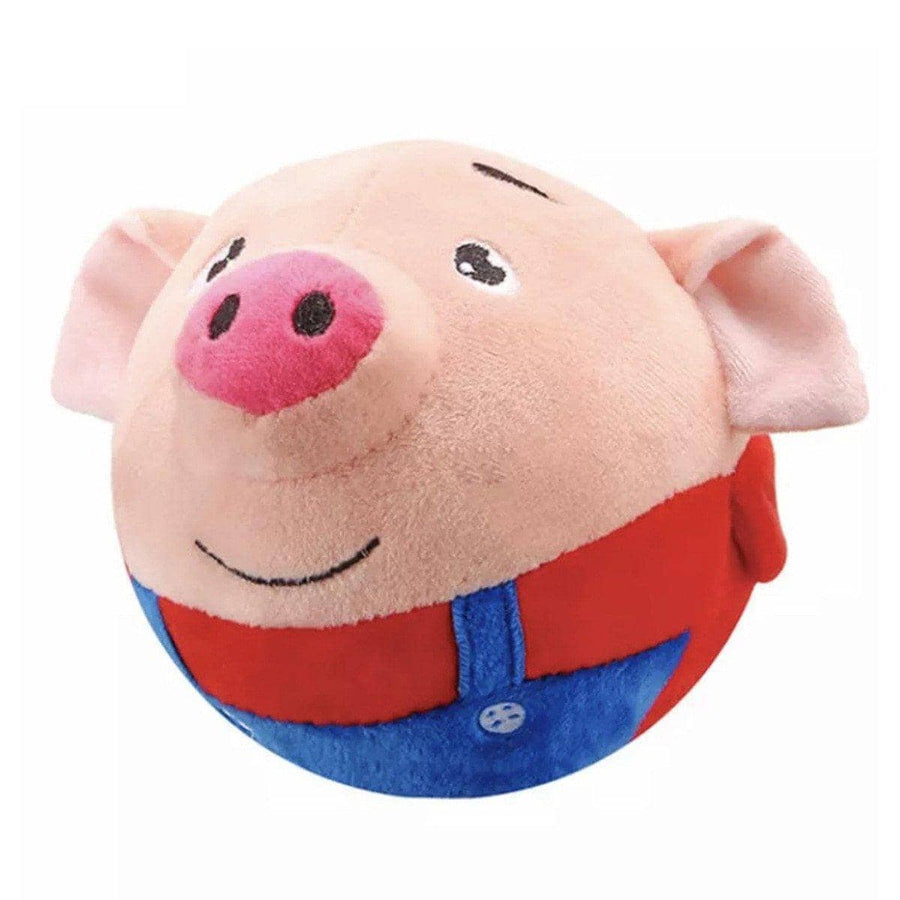 Interactive Jumping Pig Plush Toy for Dogs and Cats - Red
