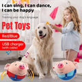 Interactive Jumping Pig Plush Toy for Dogs and Cats - Red - view 2