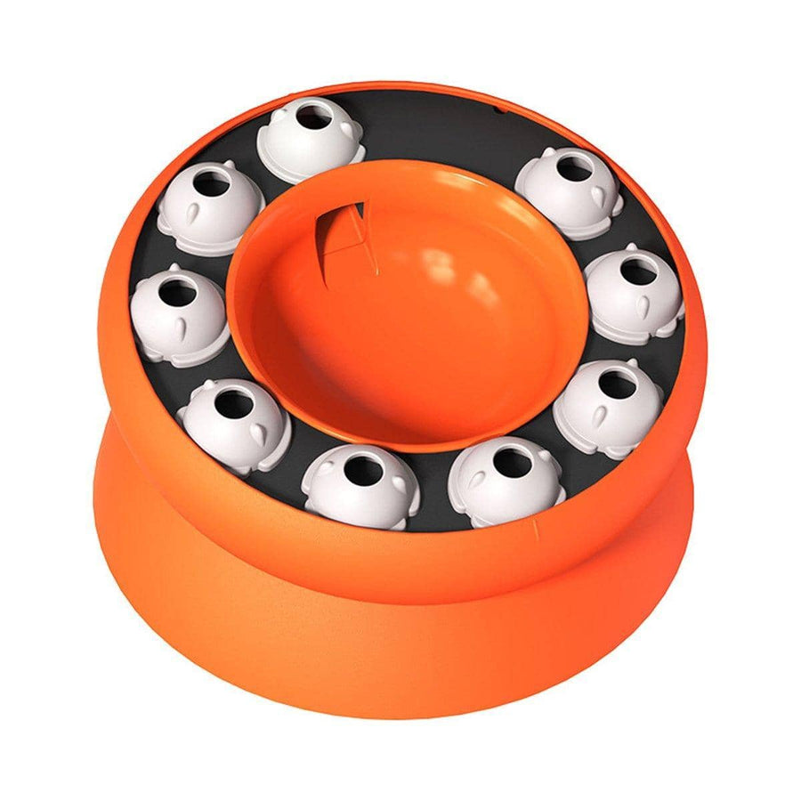 Interactive Slow Feeder Puzzle Bowl for Cats and Small Dogs with Non Slip Base - Orange