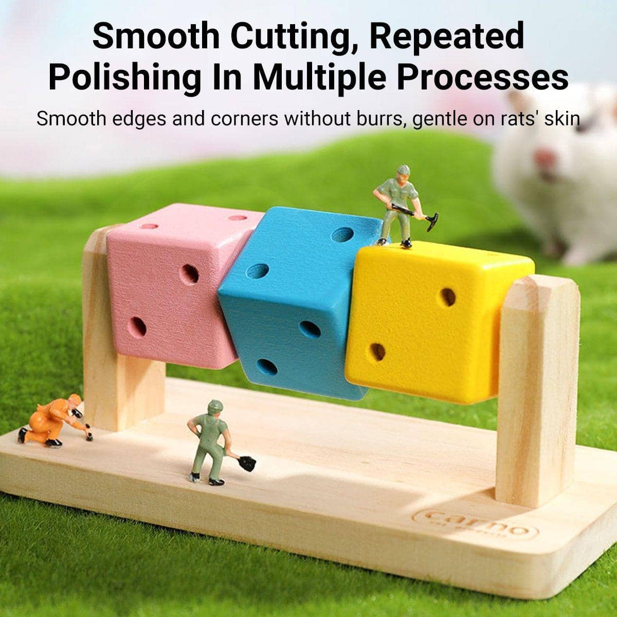 Interactive Wooden Rotating Block Toy for Hamsters and Small Pets - view 5
