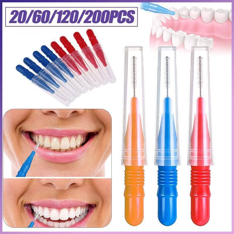 Interdental Brush Floss Sticks for Teeth Cleaning - Red, Pack of 20 - view 2
