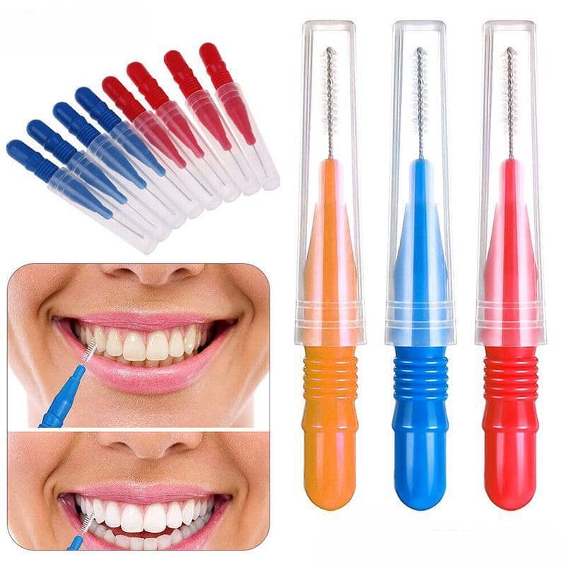 Interdental Brushes Floss Sticks for Teeth Cleaning - Orange, Pack of 60 - view 3