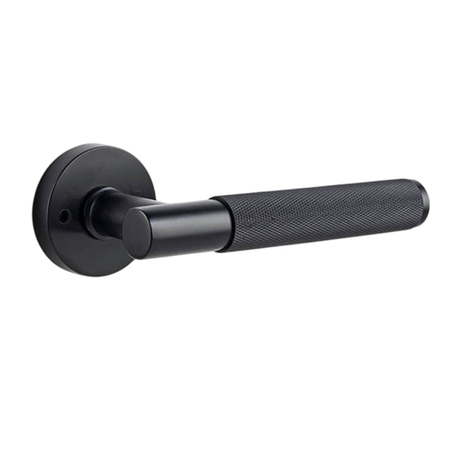 Interior Door Lock Handle Set with Privacy Lock for Bedroom and Bathroom - Black