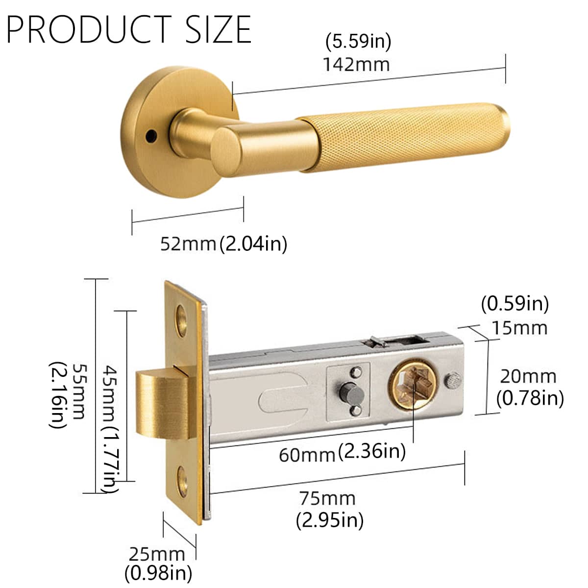 Interior Door Lock Handle Set with Privacy Lock for Bedroom and Bathroom - Black - view 4