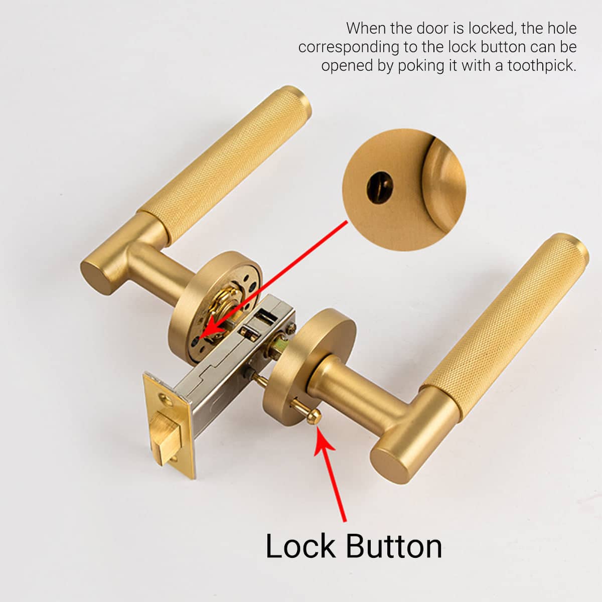 Interior Door Lock Handle Set with Privacy Lock for Bedroom and Bathroom - Black - view 5