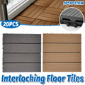 Interlocking Floor Tiles Plastic Wood, Pack of 20 - Grey - view 2