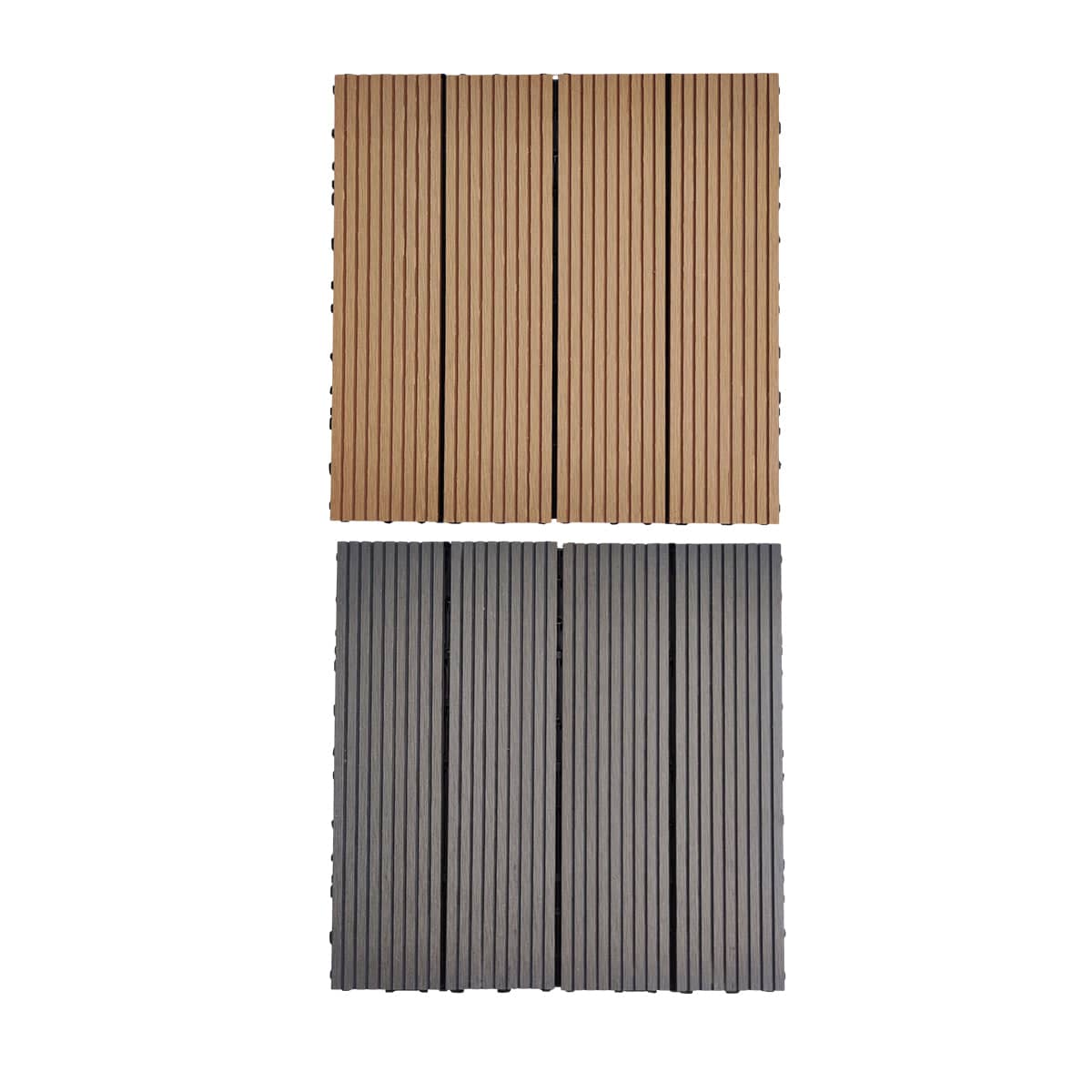 Interlocking Floor Tiles Plastic Wood, Pack of 20 - Grey - view 3