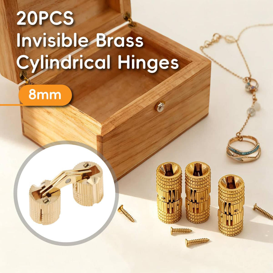 Invisible Brass Cylindrical Concealed Cabinet Hinge, Pack of 20, 8 mm