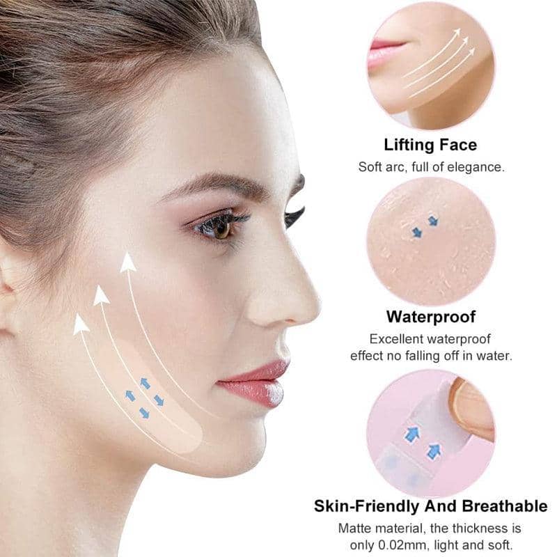 Invisible Face Lift Tape Stickers, V Shape - Pack of 40 for Makeup - view 5