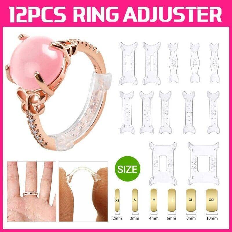 Invisible Ring Size Adjuster Set for Loose Rings - 12 Piece, Clear