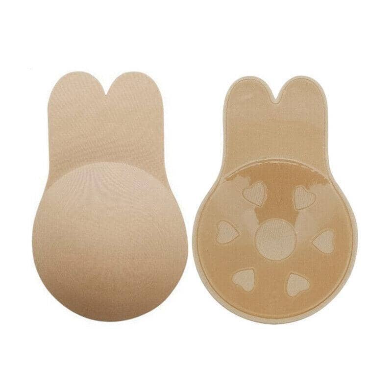 Invisible Silicone Rabbit Bra, Self-Adhesive Lift-Up - Beige, 13 x 18 cm (Cup E-F)