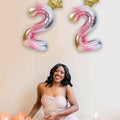 Iridescent Rainbow Foil Number Balloon with Gold Crown, 32 Inch (81 cm) - Number 0 - view 4