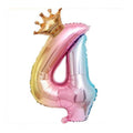 Iridescent Rainbow Foil Number Balloon with Gold Crown, 32 Inch (81 cm) - Number 4