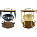 Iron and Wood Coffee Capsule Storage Basket - Gold - view 3