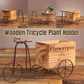 Iron Bicycle Ornament with Wooden Flower Pot, Retro Plant Holder