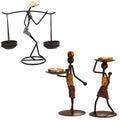 Iron Figure Candle Holder - Figure Carrying Two Dishes, 24 x 11 cm - view 3