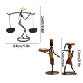 Iron Figure Candle Holder - Figure Carrying Two Dishes, 24 x 11 cm - view 4