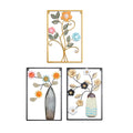 Iron Floral Wall Art Painting 40 x 60 cm - Style 2, Black Frame, Grey Vase with Pink, Blue and Orange Flowers - view 3