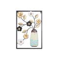 Iron Floral Wall Art Painting 40 x 60 cm - Style 3, Black Frame, Cream Vase with Gold, White and Black Flowers