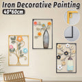 Iron Floral Wall Art Painting 40 x 60 cm - Style 3, Black Frame, Cream Vase with Gold, White and Black Flowers - view 2