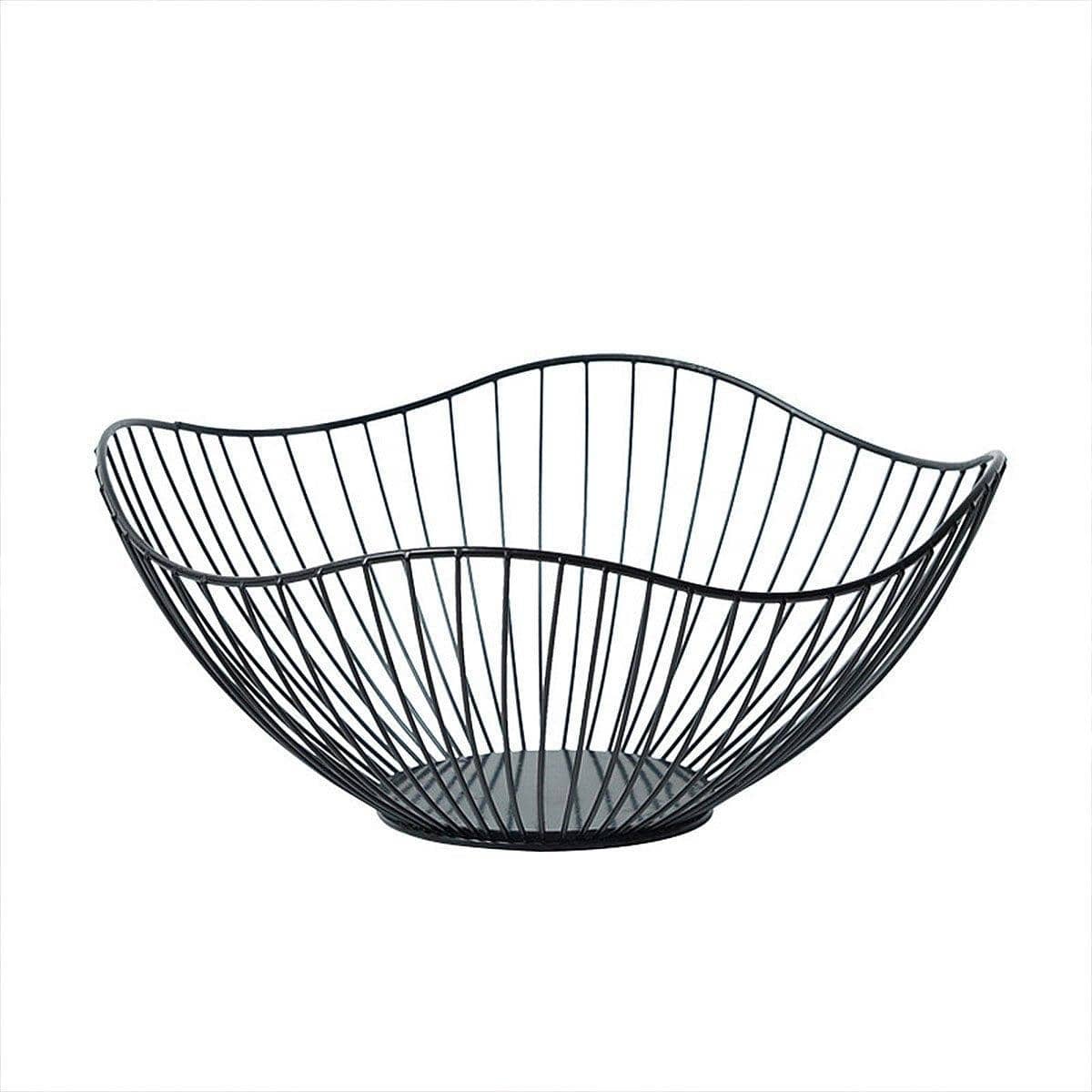 Iron Fruit Basket, Large (27 cm Diameter, 11.5 cm Height) - Black