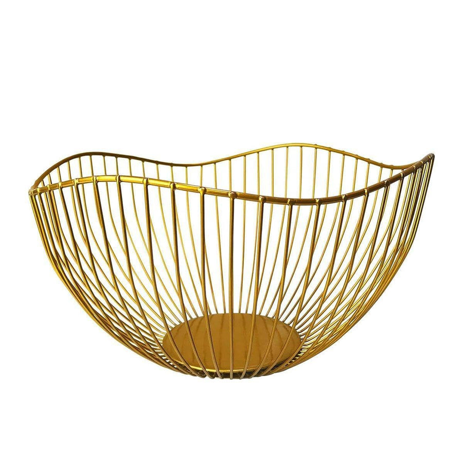 Iron Fruit Basket, Large (27 cm Diameter, 11.5 cm Height) - Gold