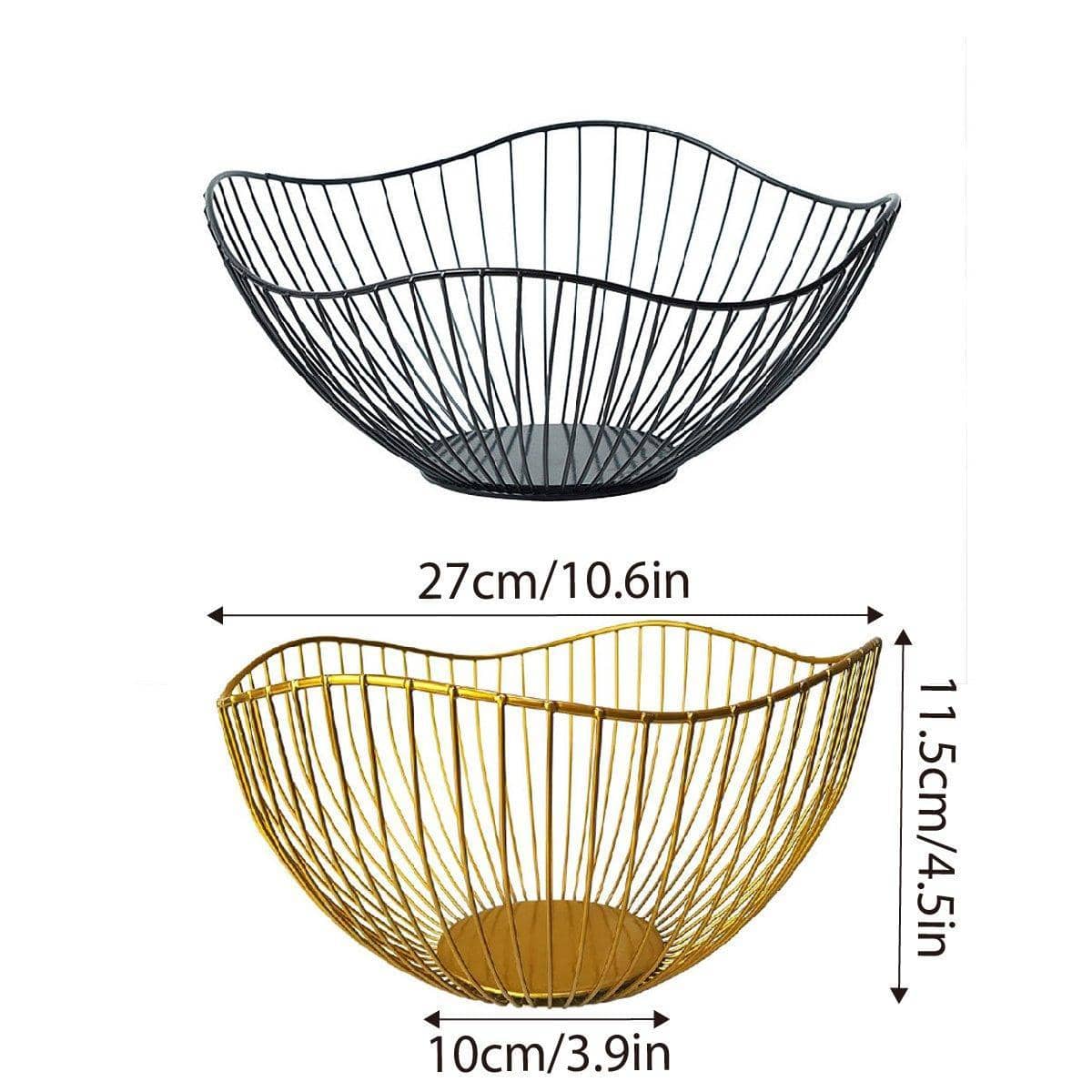 Iron Fruit Basket, Large (27 cm Diameter, 11.5 cm Height) - Gold - view 4