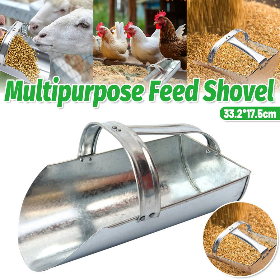 Iron Livestock Feed Shovel, Wide Mouth Grain Scoop, 33.2cm
