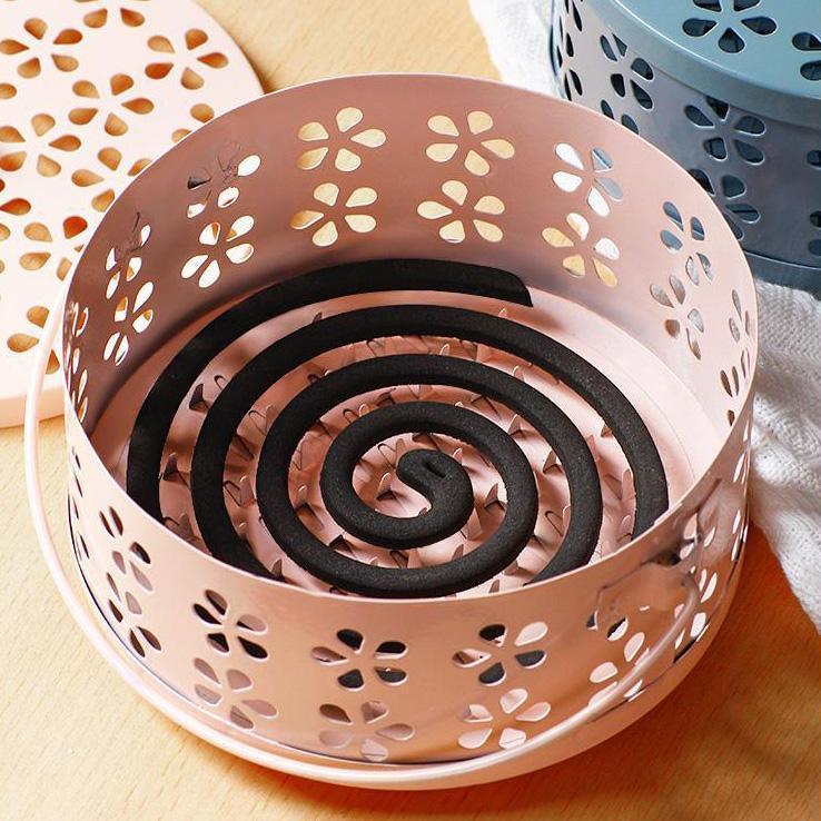 Iron Mosquito Incense Box with Lid and Handle, Coil Holder - Blue - view 11