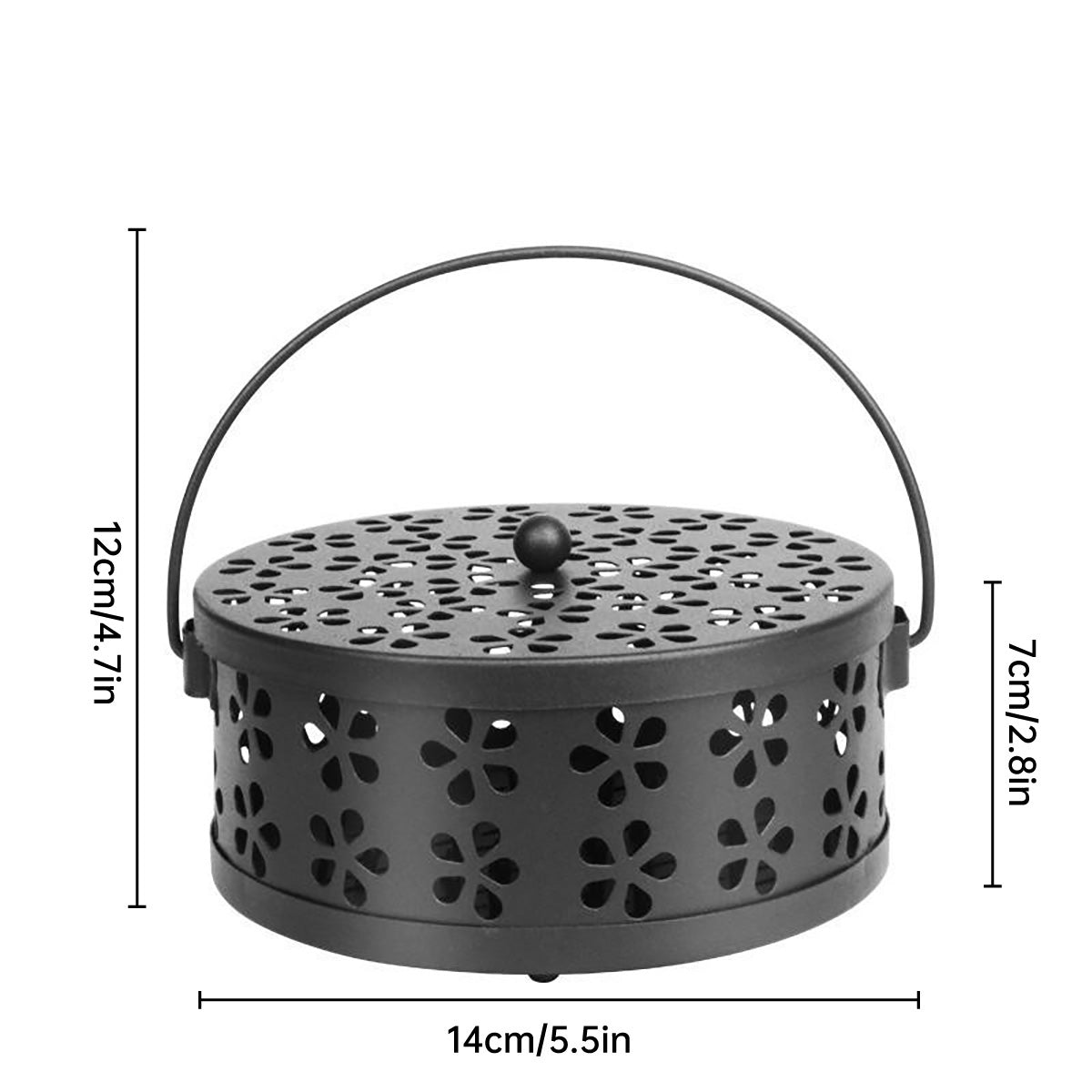 Iron Mosquito Incense Box with Lid and Handle, Coil Holder - Blue - view 4