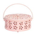 Iron Mosquito Incense Box with Lid and Handle, Coil Holder - Pink