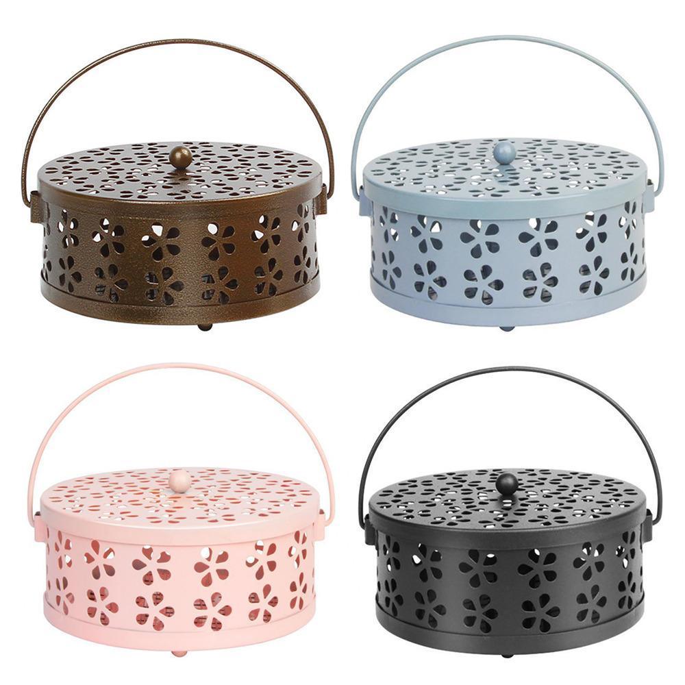 Iron Mosquito Incense Box with Lid and Handle, Coil Holder - Pink - view 3