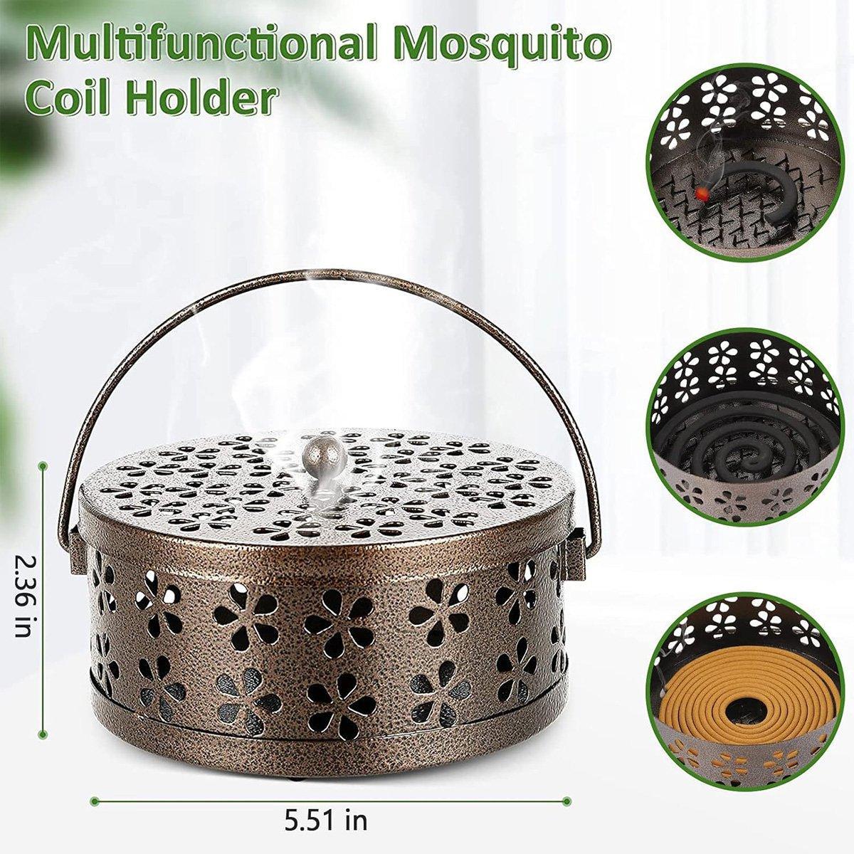 Iron Mosquito Incense Box with Lid and Handle, Coil Holder - Pink - view 8