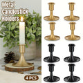 Iron Taper Candle Holders, Retro Style - Gold, Pack of 4 - view 2