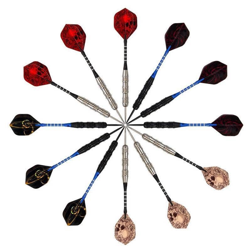 Iron Tip Darts with Storage Case - Set of 12 with Spare Shafts