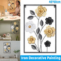 Iron Wall Art with Layered Flowers, Black Frame, 60 x 40 x 1 cm