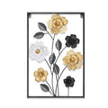 Iron Wall Art with Layered Flowers, Black Frame, 60 x 40 x 1 cm - view 2